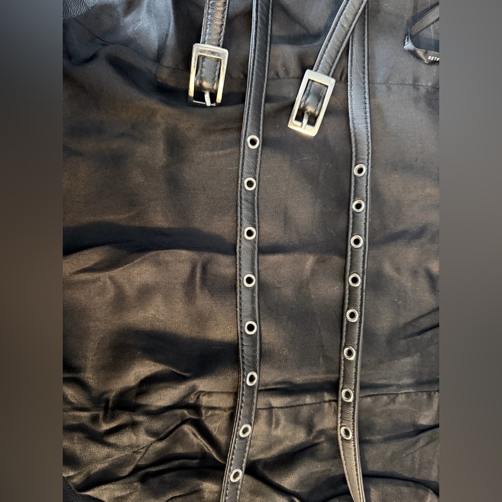 RETROFETE ROXY Leather Mini dress NEW MED Black (WOM0026) - Picture 5 of 7